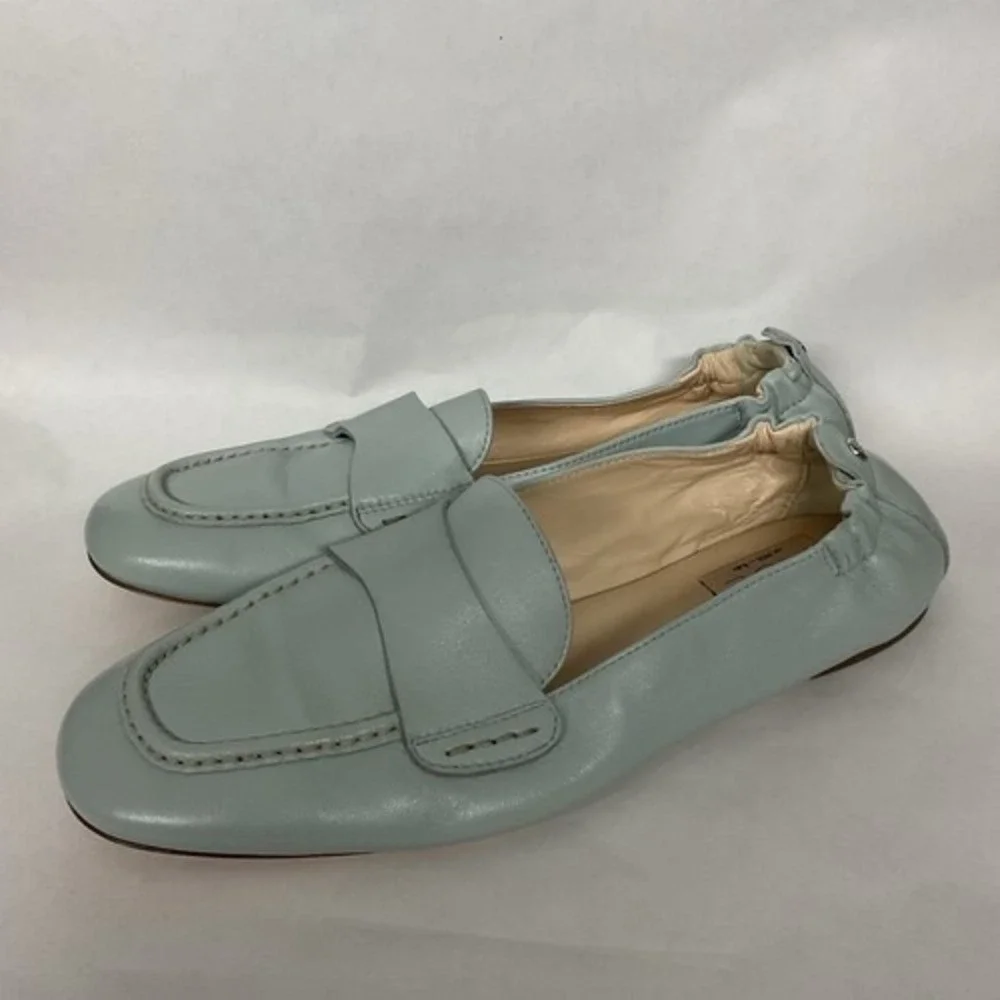 AGL Mara Pure Gray/Blue Kidskin Softened Moccasin Loafers Women 41/US11 Italy